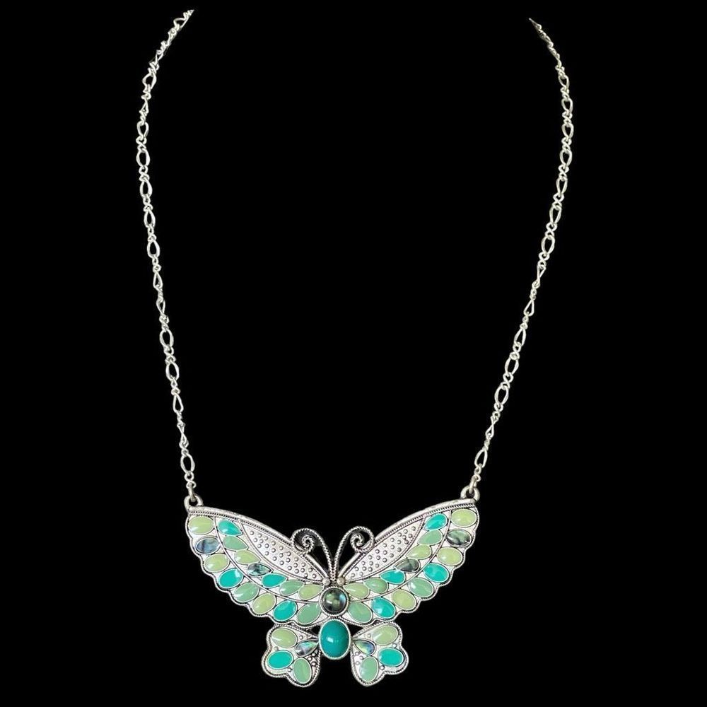 Boho Style Multi Color Enamel Cabochon Large Butt… - image 2